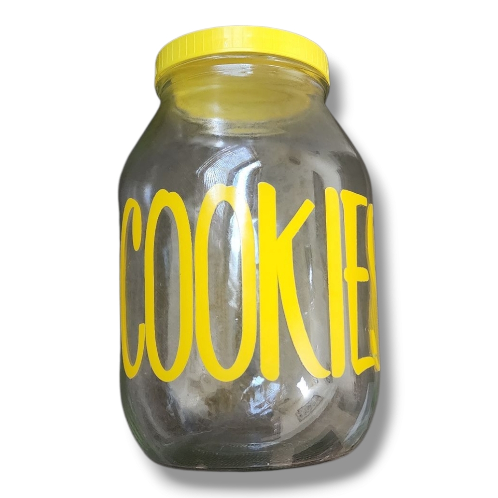 Yellow Lettered Cookie Jar